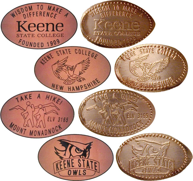 3 Keene State College Elongated pennies All copper