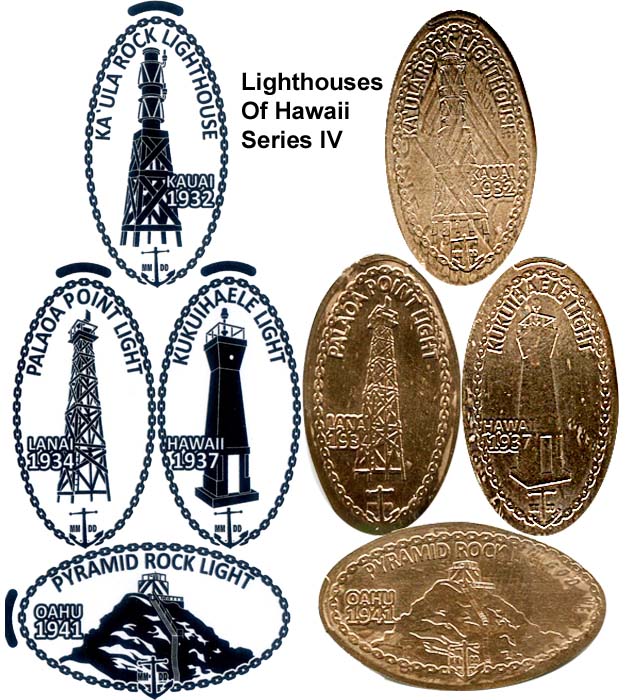 Set of 4 copper cents LANDMARKS OF HAWAII-SERIES IV 